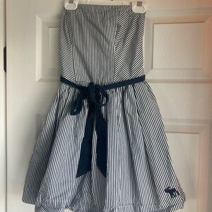 Abercrombie Strapless Mini Dress, Striped Navy and White